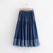 Plus Size Denim Midi Skirt – Stretch Waist & Patchwork Design (S-L, Light & Dark Blue) Breathable Denim_ecoleips.com