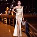 Women's Clothing One Shoulder Evening Dress Slim Nightclub Work Clothes Spa Technician Nightclub Sexy Slit Dress Fishtail Long_ecoleips.com