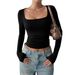 Women's Clothing U Shaped Slim Fit T-Shirt Casual Retro Sweet And Spicy Style Spring/Summer Top_ecoleips.com