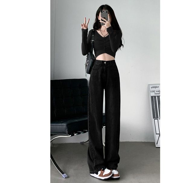 Women's White Slim Fit Straight Leg Jeans Loose Fit Flattering Drape Bestseller for Spring And Autumn_ecoleips.com