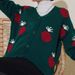 "Modest Muslim Knit Cardigan For Women – Embroidered Fruit Print, Polyester-Spandex Blend, Loose Fit Abaya Cover, Office & Prayer Outfit_ecoleips.com
