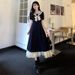 Sweet Youthful Naval Collar College Style Dress Summer Wear Plus Size Hide Belly Slimming Long Dress Korean High Waist A-Line..._ecoleips.com