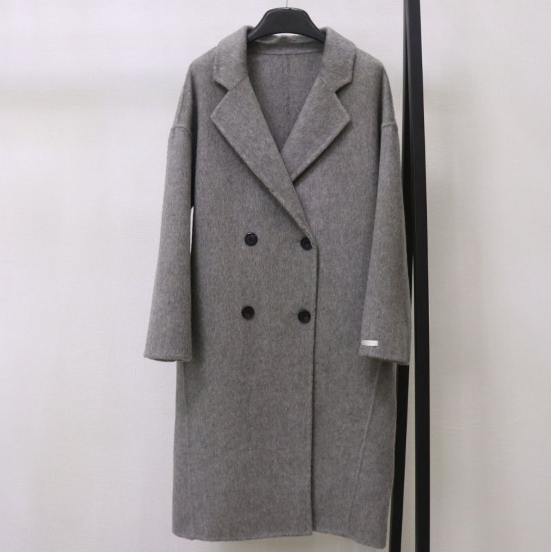 European Style Wool For Women Pink Elegant Mid-Length Double-Sided Woolen Coat 2024 Cocoon Shape_ecoleips.com