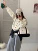 Aria Basics Aria Basics Korean-style Casual Soft Velvet Buttoned Sweater Coat For Women, New 2024 Winter Model, Super Stylish Round-neck Raglan_ecoleips.com