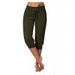Cross-border Foreign Trade Women's Knitted Three-quarter Tight-fitting Elastic Waist Drawstring Pocket Spor Casual_ecoleips.com