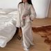 Spring Fashion Set For Women High Waisted Skirt And Loose Long Sleeved Shirt Solid Color Style Women's Clothing_ecoleips.com