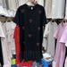 Women's Rhinestone Embellished Heart Dress European American Style Summer Loose Fit Slimming Round Neck Ruffled Hem Fashionable_ecoleips.com