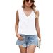 European And American Cross-Border Trade 2026 Chiffon Shirt Sleeveless V-Neck Pleated Ruffle Loose Women's Top_ecoleips.com