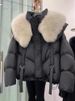 Women's Clothing Winter Short Puffer Jacket With Faux Fur Hood - Warm Cozy Black Quilted Coat For Petite To Plus Size_ecoleips.com