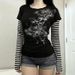 American Subculture Punk Print T-shirt Harajuku Striped Patchwork Tshirts Retro Y2K Gothic Tee Hip-hop Hottie Fake Two-piece Top_ecoleips.com