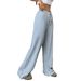 Women's Casual Striped Solid Color Elastic Drawstring Cotton Straight Pants Autumn Winter Style Clothing_ecoleips.com