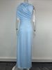 K Fashionable Waist Cinching Shawl Style Pleated Standing Cut Wrapped Elegant Long Dress For Women_ecoleips.com