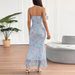 AD193 Southeast Asia Spring And Autumn New Fresh Resort Style Vintage Printed Strap Bodycon Sweet Dress_ecoleips.com