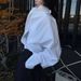 Fashion White Silhouette Shirt Women's Stand Collar Cross Loose Long Sleeves Sense Of Design Blouse New P58Q_ecoleips.com