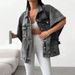 Women's Clothing Plus Size Denim Jacket For Women Fashionable Drop Shoulder Sleeve Jacket_ecoleips.com