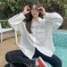 American Retro Plus Size Fat Mm Versatile Slimming High-End Loose Solid Color Shirt Women's Design Sense Fashion Shirt K_ecoleips.com