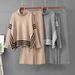 Women's High Neck Striped Cape And Wide Leg Pants Two Piece Set Casual Loose Fashion Suit European And American Style_ecoleips.com