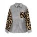 Women’s Clothing new loose stitching striped shirt tops_ecoleips.com
