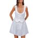 Sexy Ho Girl Dress For Women, Summer New Syle, Linen Coon Large U-Neck Ves + Elasic Wais Shor Skir Two-Piece_ecoleips.com