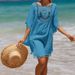 European And American Vacation Hand-Crocheted Solid Color Patchwork Dress With Tassels Sun_ecoleips.com