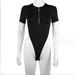 Women's Clothing Slim Fit Long Sleeve Bodysuit Sexy Zipper Top Casual Polyester Jumpsuit_ecoleips.com