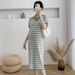 Summer New Korean Fashion Plaid Ice Silk Maternity Dress_ecoleips.com