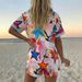 Women's Floral Print Short Sleeve Shirt And Shorts Set, Vacation Style Linen-Blend Outfit For Summer_ecoleips.com