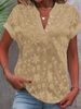Women's Clothing Summer Casual Solid Color V Neck Short Sleeve Shirt High-Quality Materia_ecoleips.com