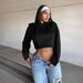 Voya Women's Clothing, European And American Personality Trend Style Hooded Sweatshirt,spring And Summer Fashion,western-style Short Top With Exposed Navel_ecoleips.com