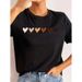 European And American Women's Clothing, Round-neck, Letter-printed, White Heart-patterned T-shirt_ecoleips.com