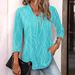 Aria Basics Aria Basics 2024 European American Spring And Autumn New Button Polka Dot V-Neck Long Sleeve Top Cross-Border Women's T-Shirt_ecoleips.com
