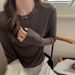 Women's Clothing Tencel Lyocell Long Sleeve Base Shirt Round Neck Brushed High End Solid Color T-Shirt For Autumn Winter Regular Fit_ecoleips.com