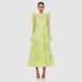 Women's Clothing Fashion Style Three Dimensional Decorative Flowers Solid Color Layered Single Breasted Long Dress_ecoleips.com