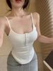 Purely Desirable Sexy Camisole With Chest Pads For Women, Summer Inner And Outer Wear, Buttoned Slim-fit Base Top_ecoleips.com