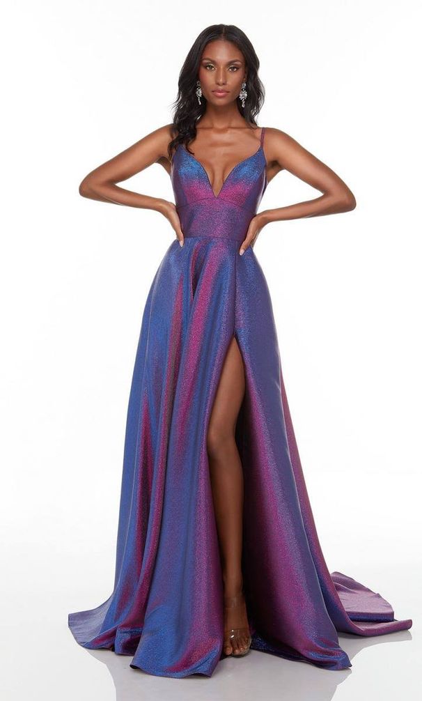 Glittery Spaghetti Strap Long Evening Dress Slimming Elegant Gown For Formal Banquet Party Event_ecoleips.com