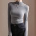 Women's Plus-Size Long-Sleeved T-Shirt With Half-High Collar, Stylish Pleated Design, Autumn-Winter Slimming Base Layer_ecoleips.com