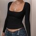 Y2K Stretch Long-Sleeve T-Shirt For Women – Rayon U-Neck Slim Fit Layering Tee_ecoleips.com