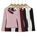 Women's Off-Shoulder Long Sleeve T-Shirt – Sexy Cutout Design, Slim Fit & Versatile (Black/White/Pink/Red/Tibetan Blue, S/M)_ecoleips.com