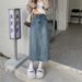Verve Summer Korean Style INS High Waist Split Denim For Women Loose Slimming Mid-Length A-Line Pencil Skirt Trendy_ecoleips.com