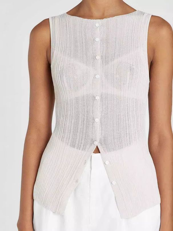 "Women's Sleeveless Vest Top - Summer Casual Slim Fit Polyester Tank Top, Breathable & Lightweight, Versatile For Layering_ecoleips.com