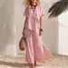 Summer Fashion Women's Casual Top And Wide Leg Pants Set Irregular Short Sleeve with Slit European And American Style_ecoleips.com