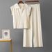 Women's Clothing Half Zip Turtleneck Knitted Suit Spring And Summer Loose Stylish Sweater Temperament Top Casual Sports Wide Leg Pants_ecoleips.com