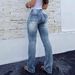 Women's Clothing Women's Retro Embroidered Patchwork Flared Denim Trousers Stretch Pocket Washed Look For Formal & Casual For Women_ecoleips.com