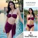 New Elegant Purple Bikini Three Piece Set For Women Flattering Slimming Swimwear For Vacations Hot Springs Beaches_ecoleips.com