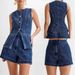 Women's Clothing Spring And Summer Fashion Casual Sleeveless High Waist Denim Suit_ecoleips.com