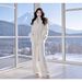 FL240912 New Women's Autumn And Winter Elegant High-End Fashion White Sweater Knit Pants Set_ecoleips.com