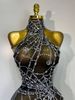 Women Luxury Mesh See Through Crystal Diamond Bodycon Dress Sexy Evening Party Club Nightclub Dress Singer Stage Costume IR8_ecoleips.com