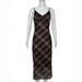 Women's American Plaid Halter High Waist Bodycon Maxi Dress – French Countryside Slimming Summer Gown_ecoleips.com