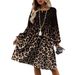 Spring And Autumn Casual Loose Leopard Print Round-Neck Dress_ecoleips.com