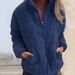 Women's Corduroy Stand Collar Long Sleeve Short Pocket Jacket - Autumn Winter Casual Outerwear (Orange, Navy, Green, Black, Gray, Brown, Blue, Red)_ecoleips.com